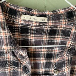 Active USA Casual Plaid Shirt - Black, Gray, and Orange